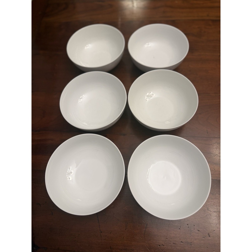 Set of 6 Fitz and Floyd Everyday White Porcelain 26oz Cereal Soup Bowls Coupe